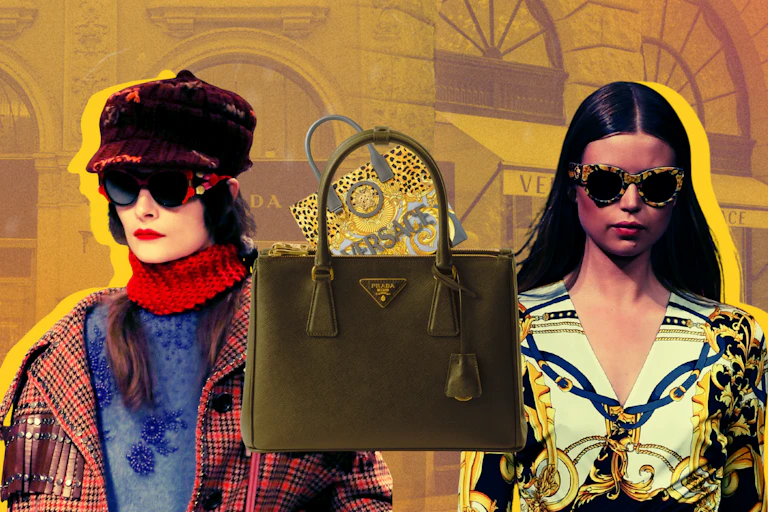 Composite image: models and handbags from each brand.