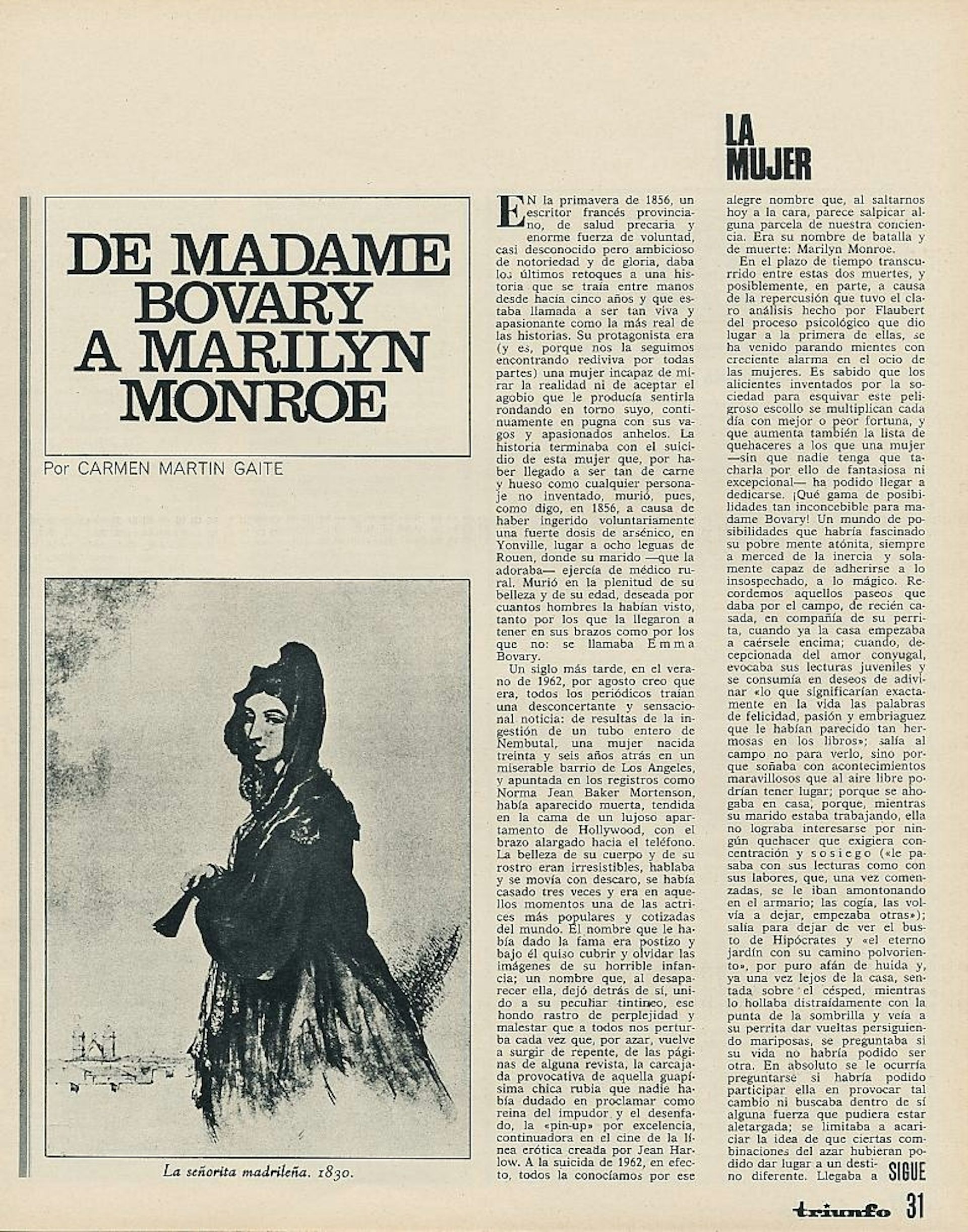 Artículo de Carmen Martín Gaite en la revista _Triunfo_ en octubre de 1970.