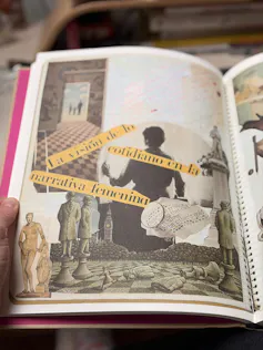 Collage de la mujer ventanera.