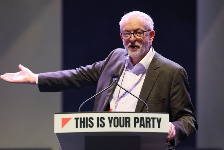 Jeremy Corbyn giving a speech.