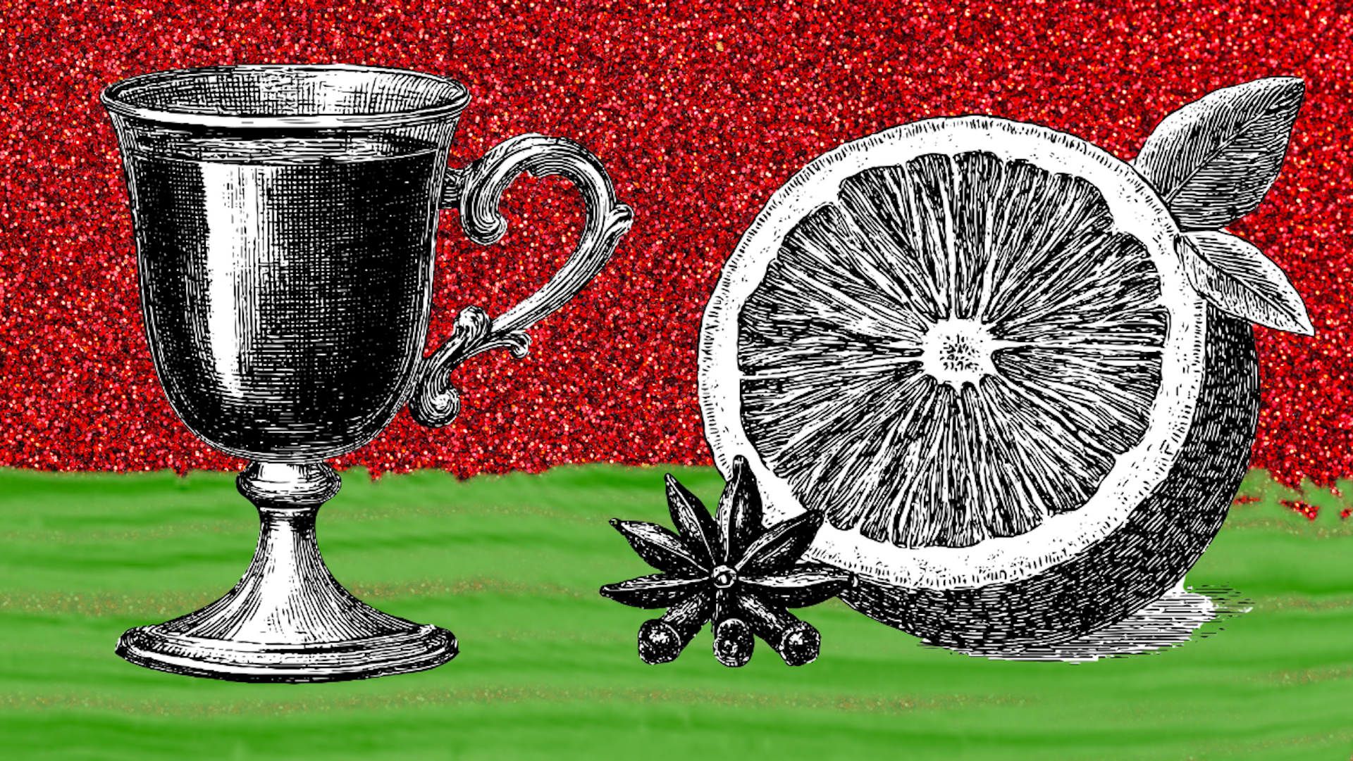 Mulled wine, an orange and star anise. 