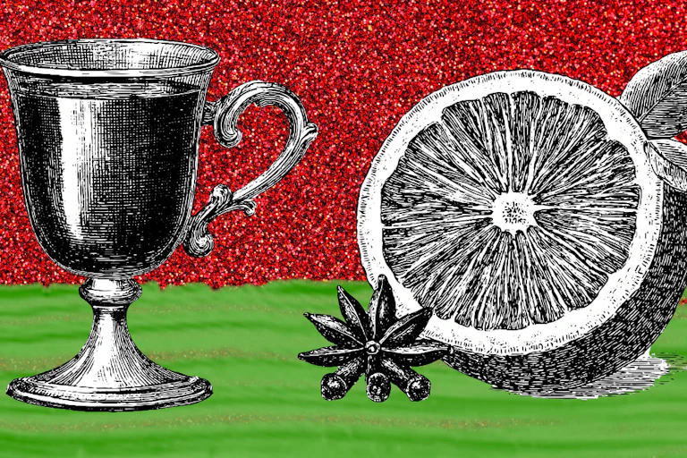 Mulled wine, an orange and star anise.