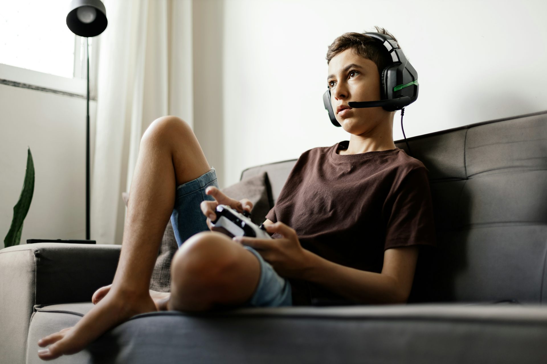 A boy playing a video game.