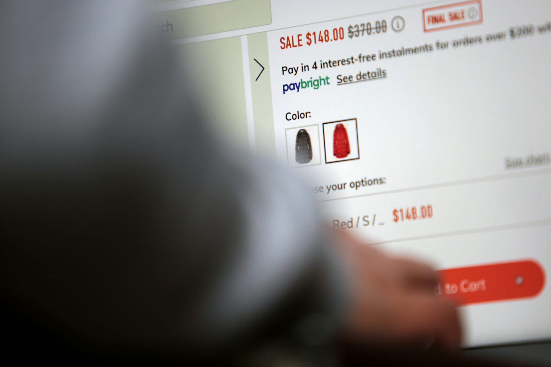 El logotipo de Paybright se ve en el sitio web de comercio electrónico de un minorista que ofrece una oferta de comprar ahora, pagar después.