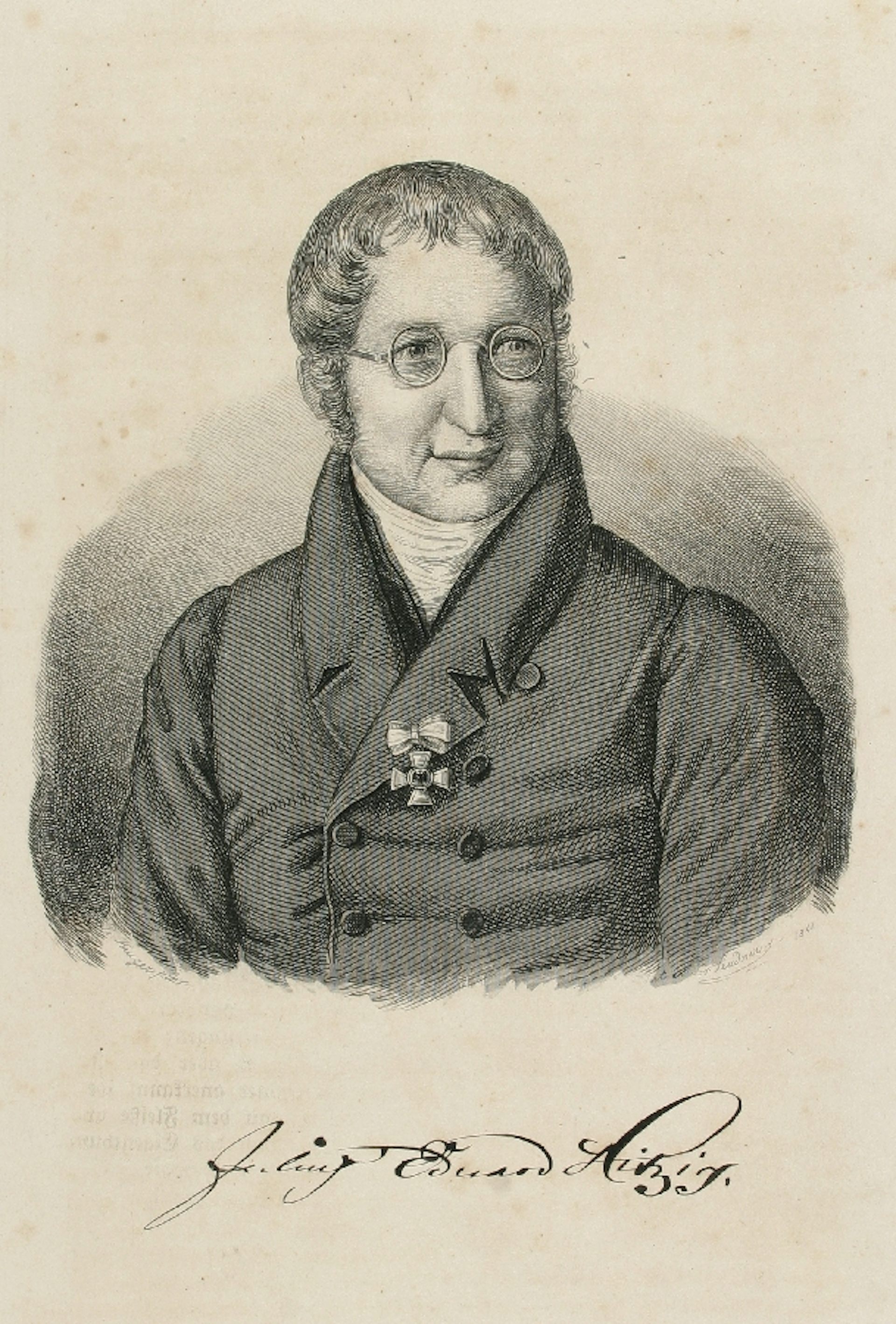 Engraved portrait of Julius Eduard Hitzig