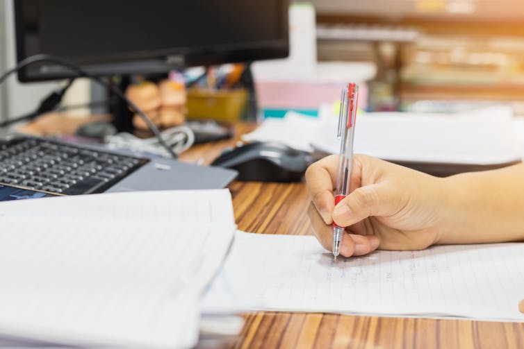 Hand marking student work