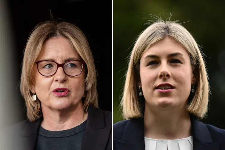 A composite of two female politicians with bobs, the older on the left and the younger on the right