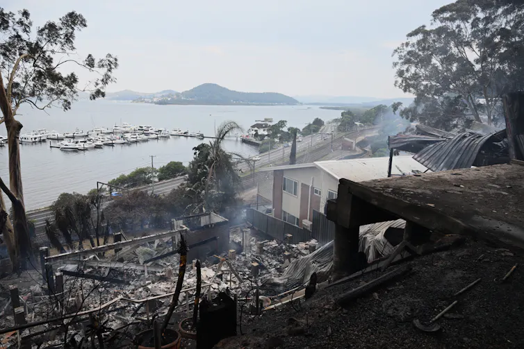 burned houses after NSW bushfire