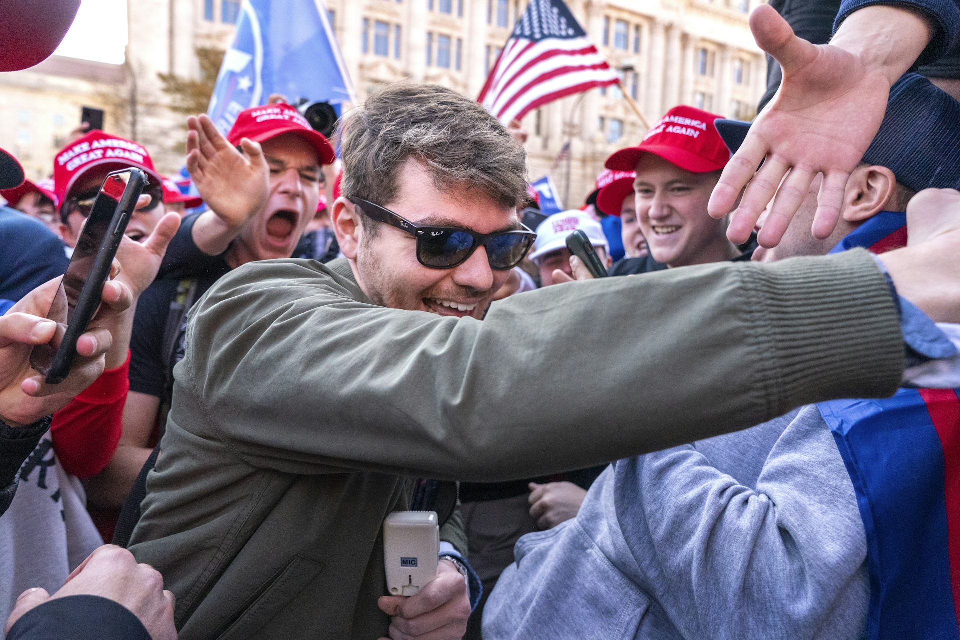Nick Fuentes, a white nationalist commentator, appeared at a Donald Trump campaign event in 2020.