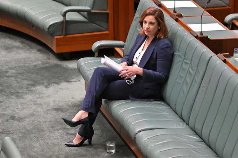 Anika Wells sits alone on the House of Representatives front bench