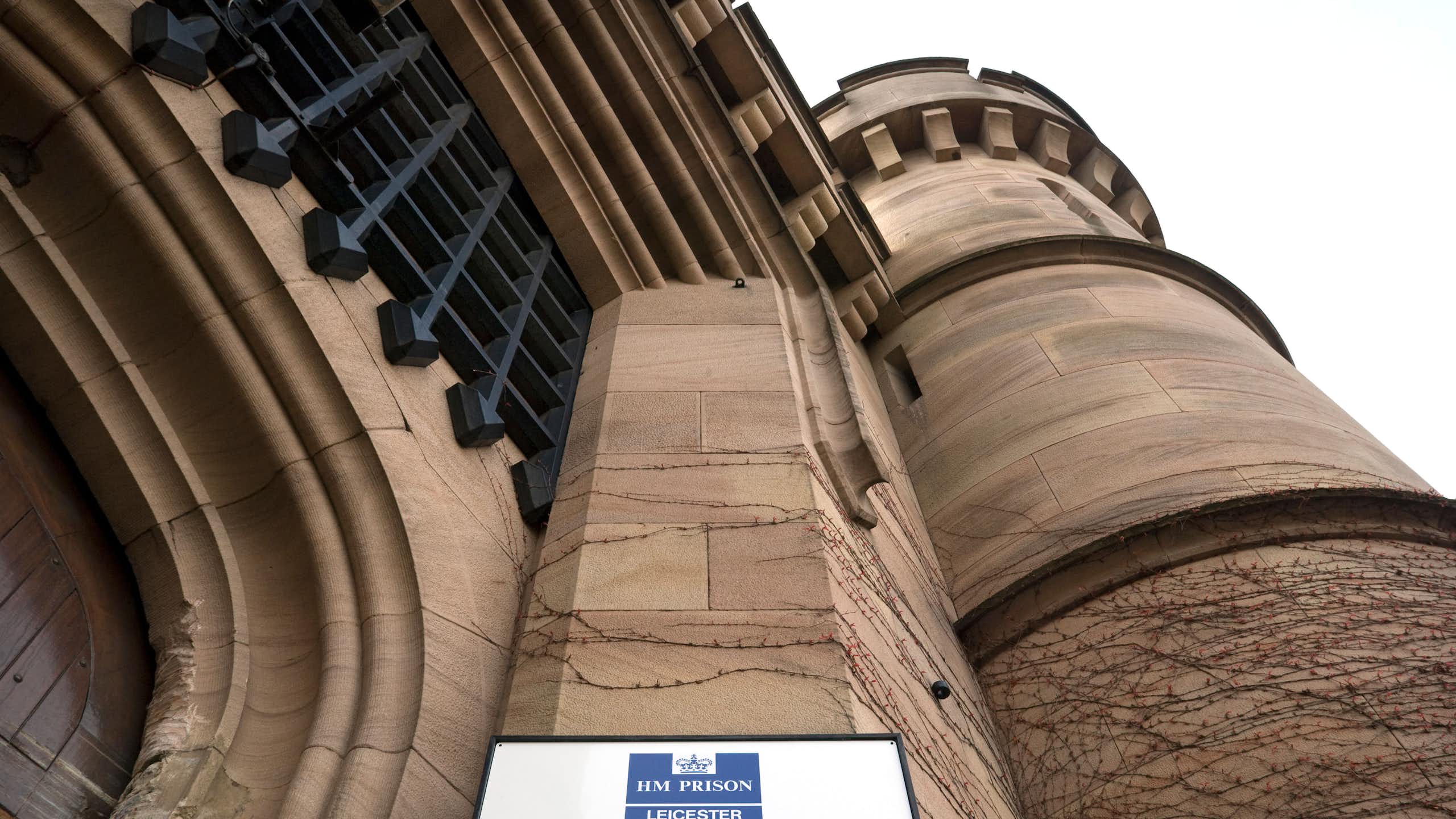 Castle-like entrance gate at HMP Leicester