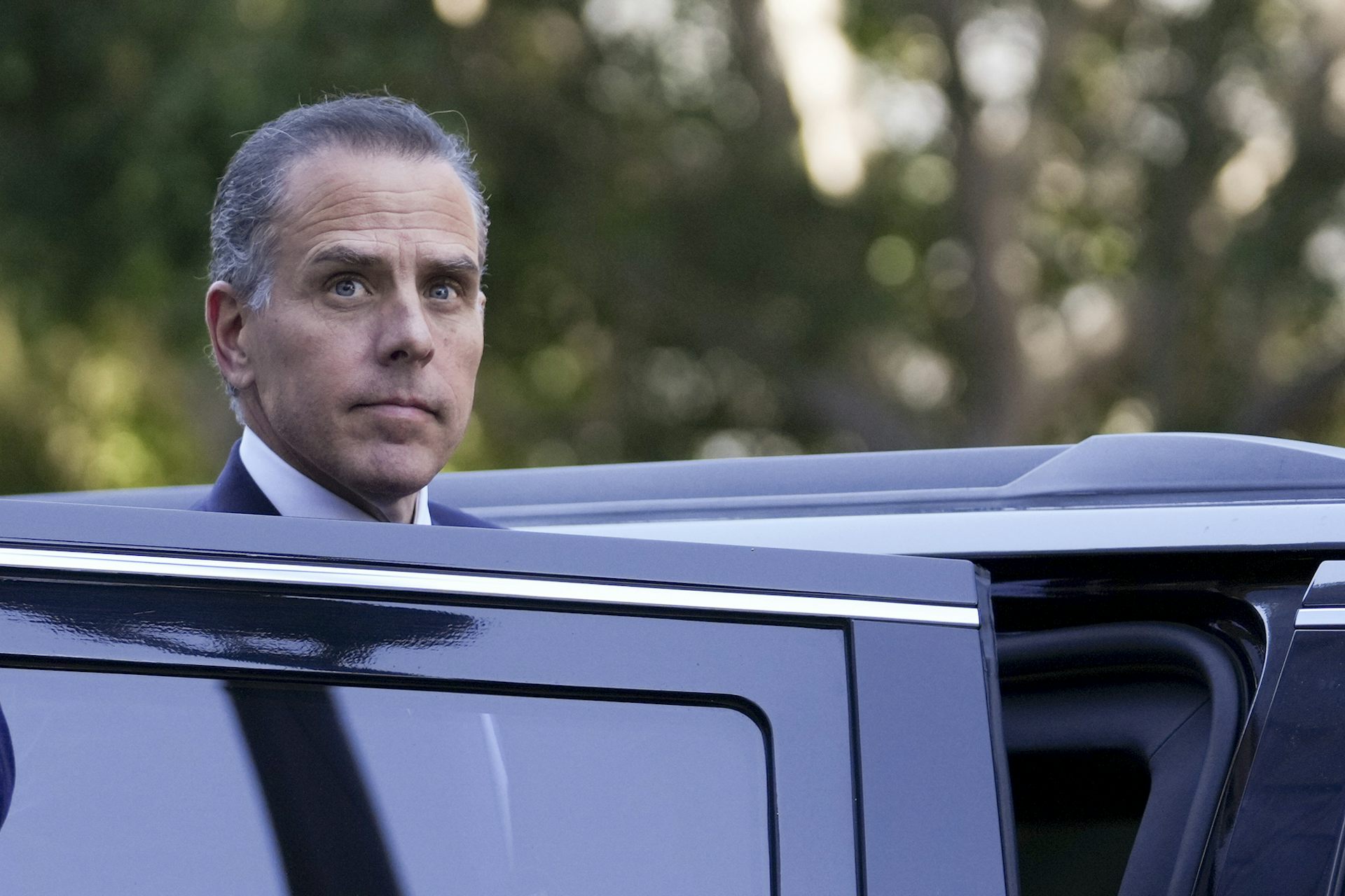 Hunter Biden leaves a federal courthouse in Los Angeles after pleading guilty on tax charges.