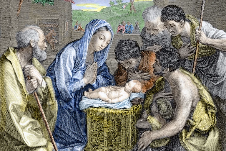 Traditional artwork of the nativity scene
