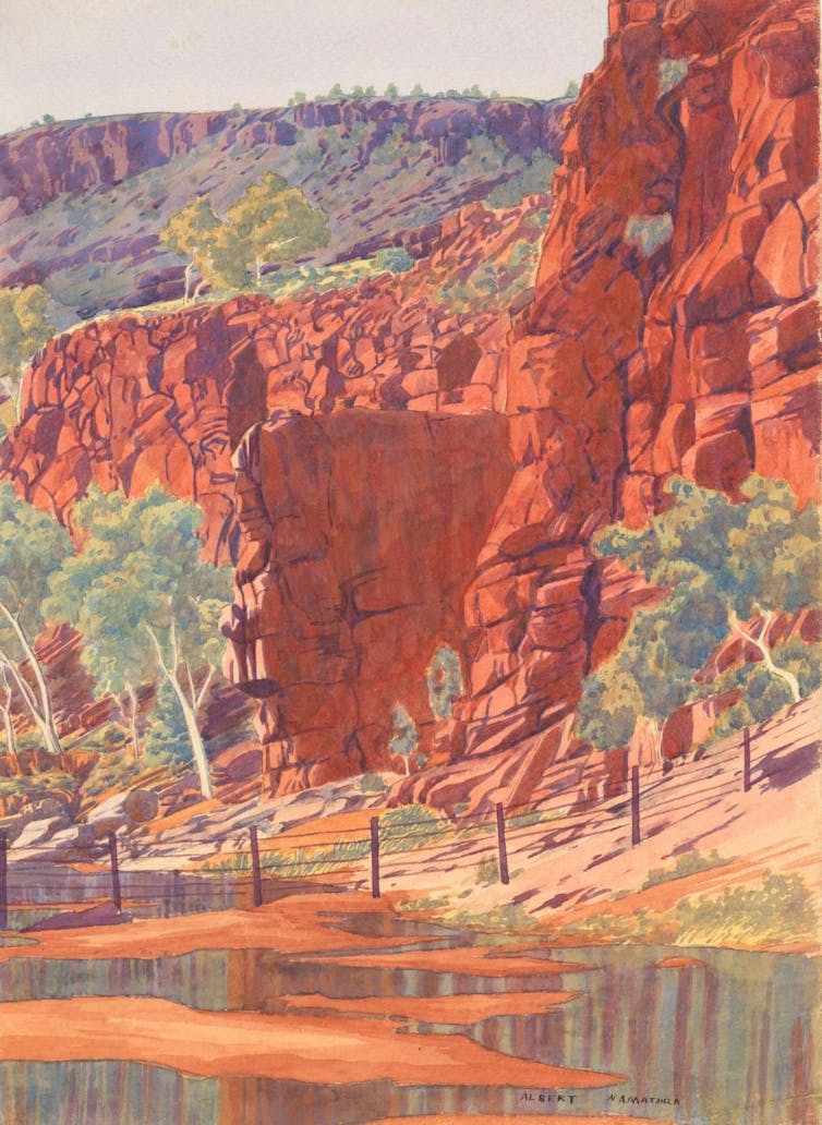 Watercolour painting of the desert.