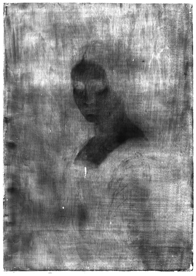 Radiographie de La Belle Ferronnière de Léonard de Vinci.