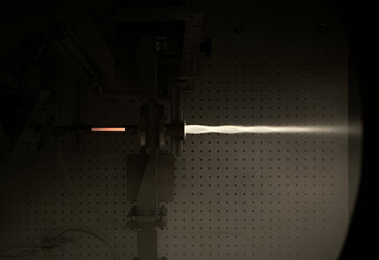 A device taking in air and letting out a propulsive push