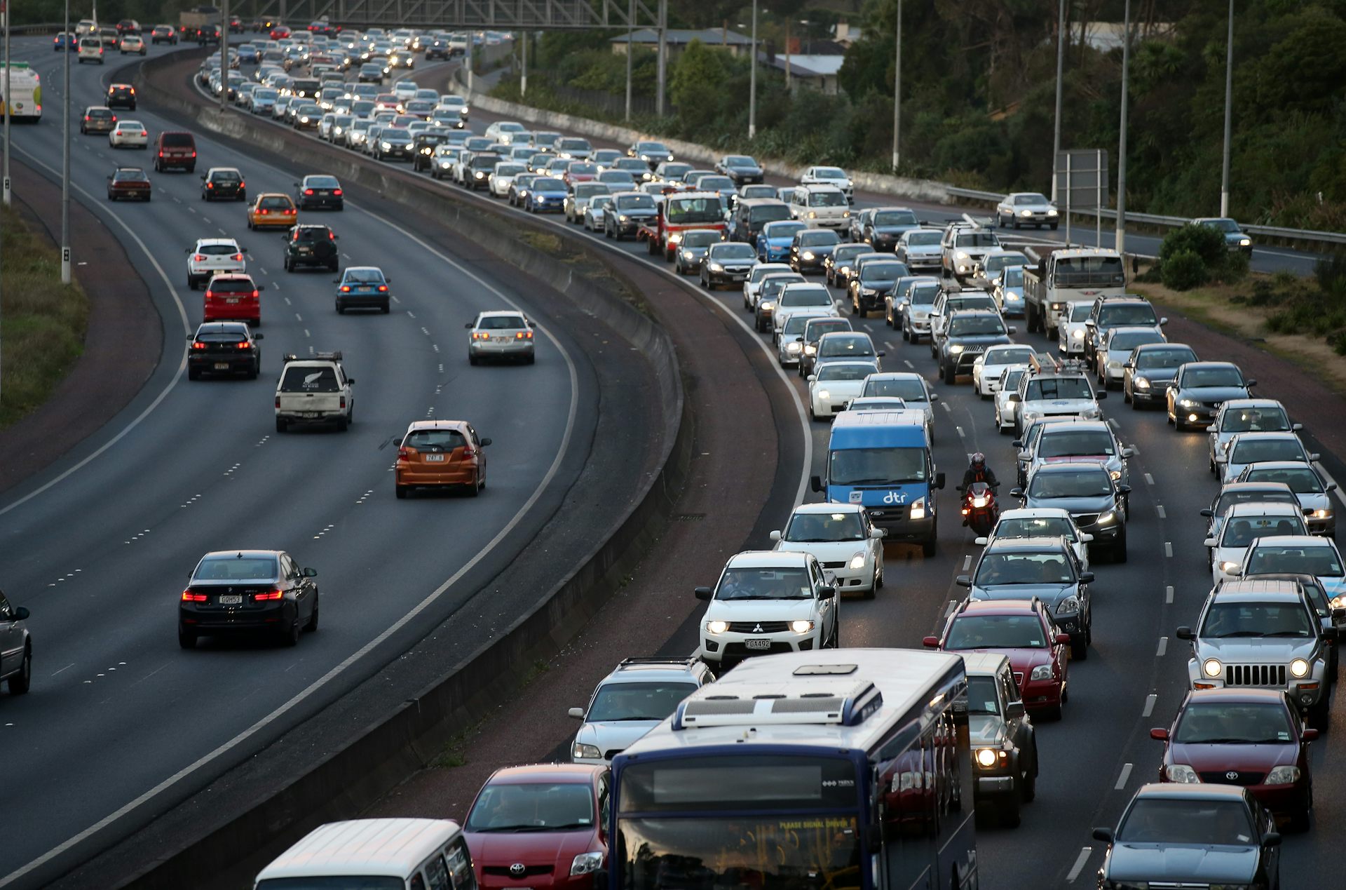 Traffic jam on a busy highway