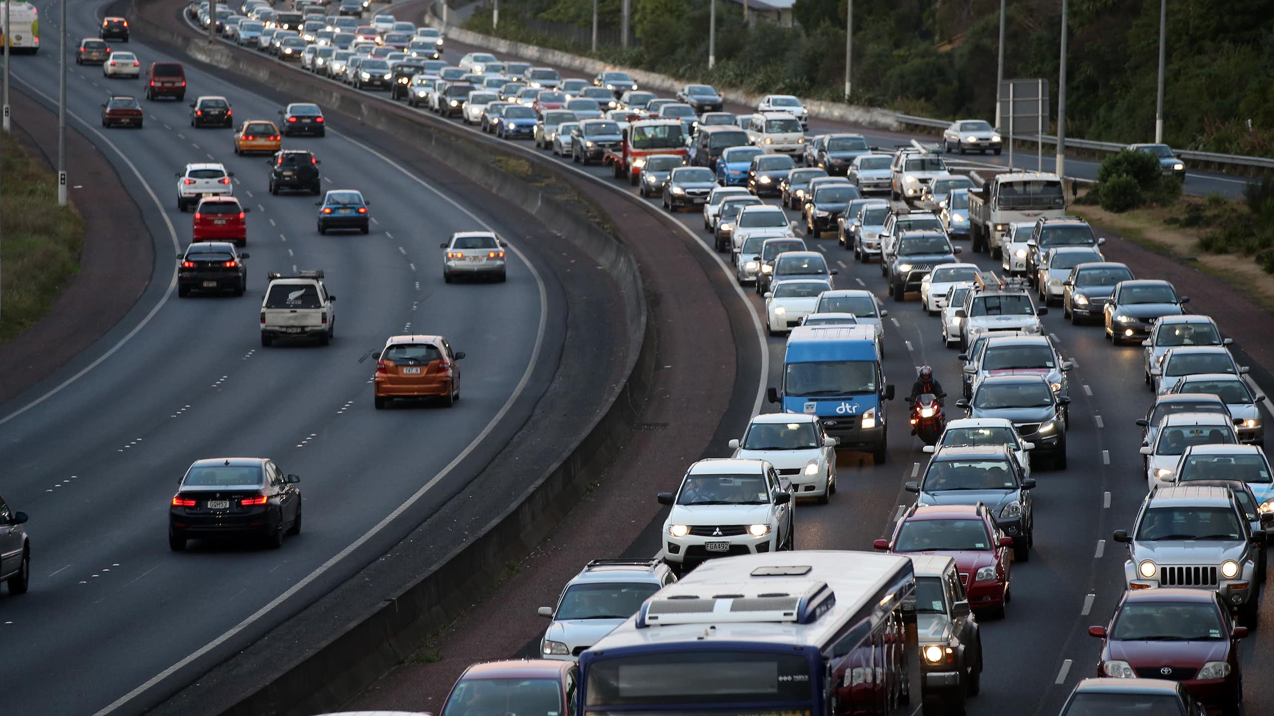 Traffic jam on a busy highway