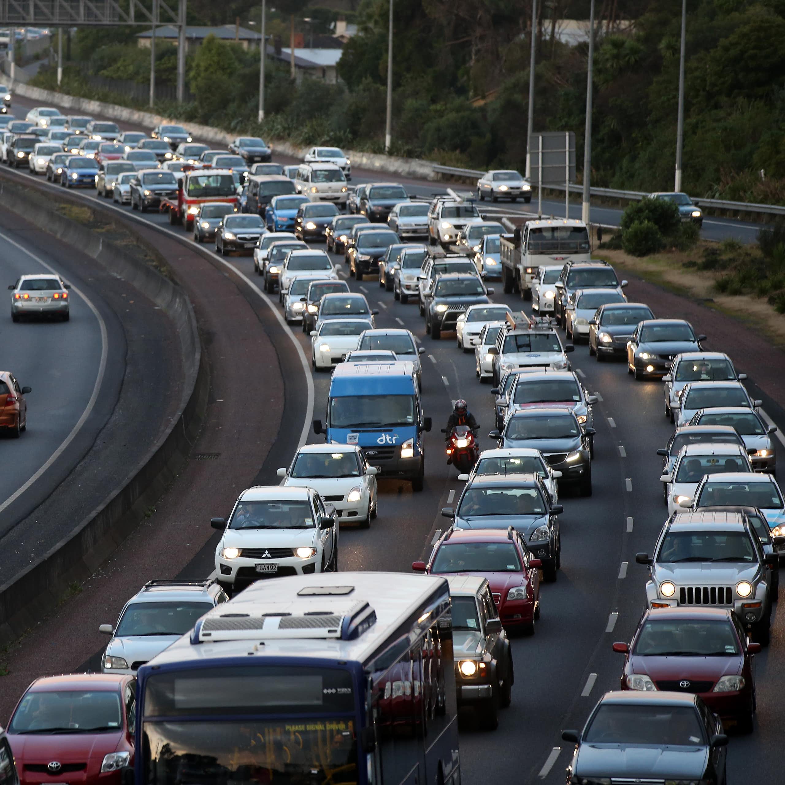 Traffic jam on a busy highway