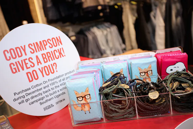 A Cotton On charity campaign at a retail store in California.