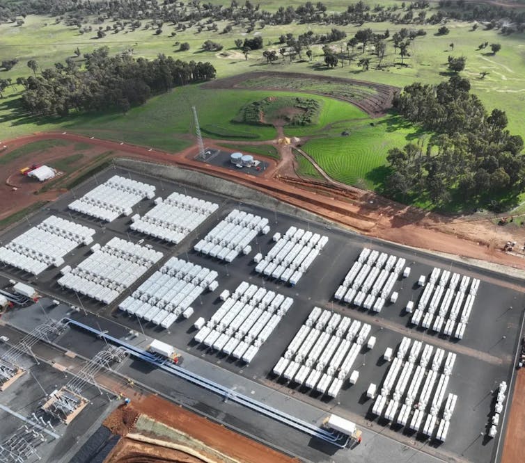 large grid battery seen from air