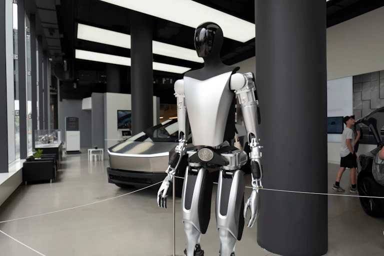 A silver and black humanoid robot.