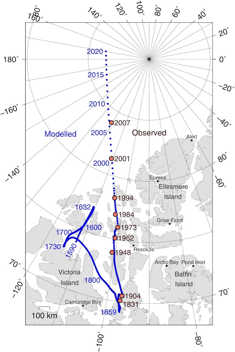 The North Pole assists in keeping shifting – right here’s how that is affecting Santa’s vacation commute and yours 1 Lines show how the magnetic pole has moved