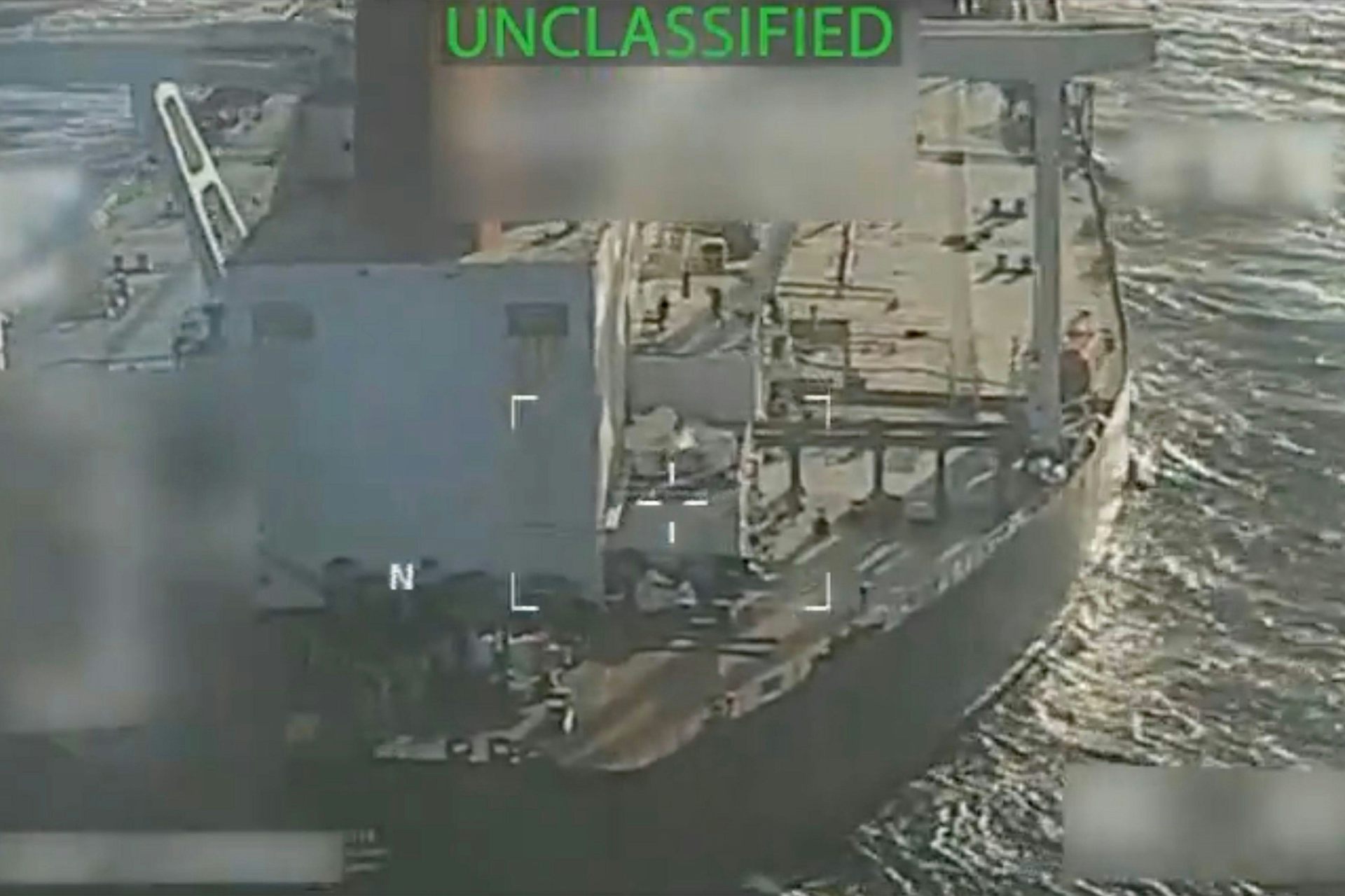 A screengrab of US footage showing the tanker, Skipper, about to be boarded by US troops.