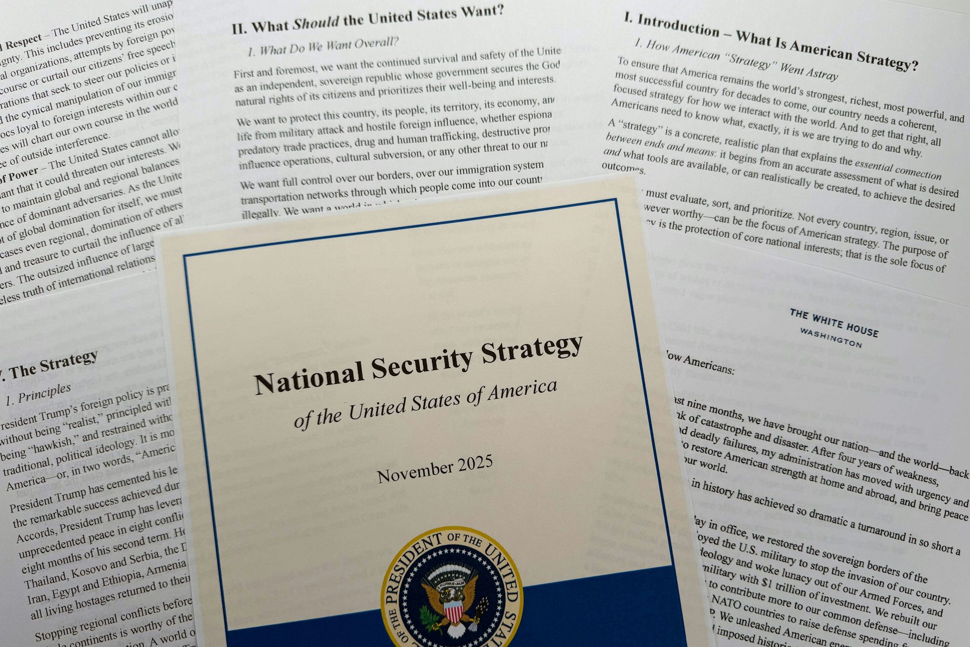 The hard copy of the US national seucrity strategy for 2025.