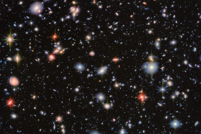 This image from the NASA/ESA/CSA James Webb Space Telescope revisits one of the most iconic regions of the sky, the Hubble Ultra Deep Field