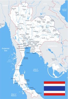 A regional map of Thailand.