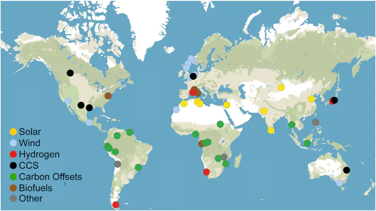 Annotated world map