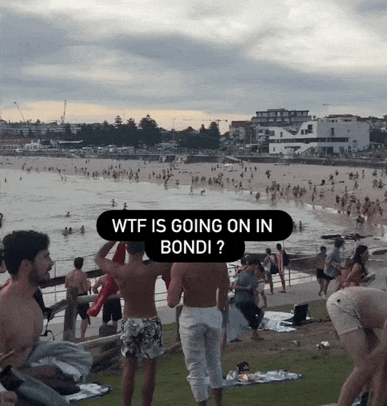 Beachgoers seen running from shots.