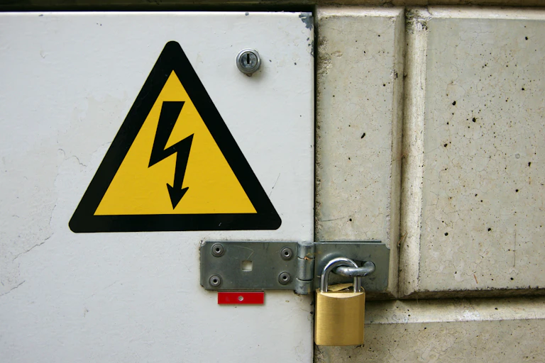 Padlocked high-voltage electrical equipment box