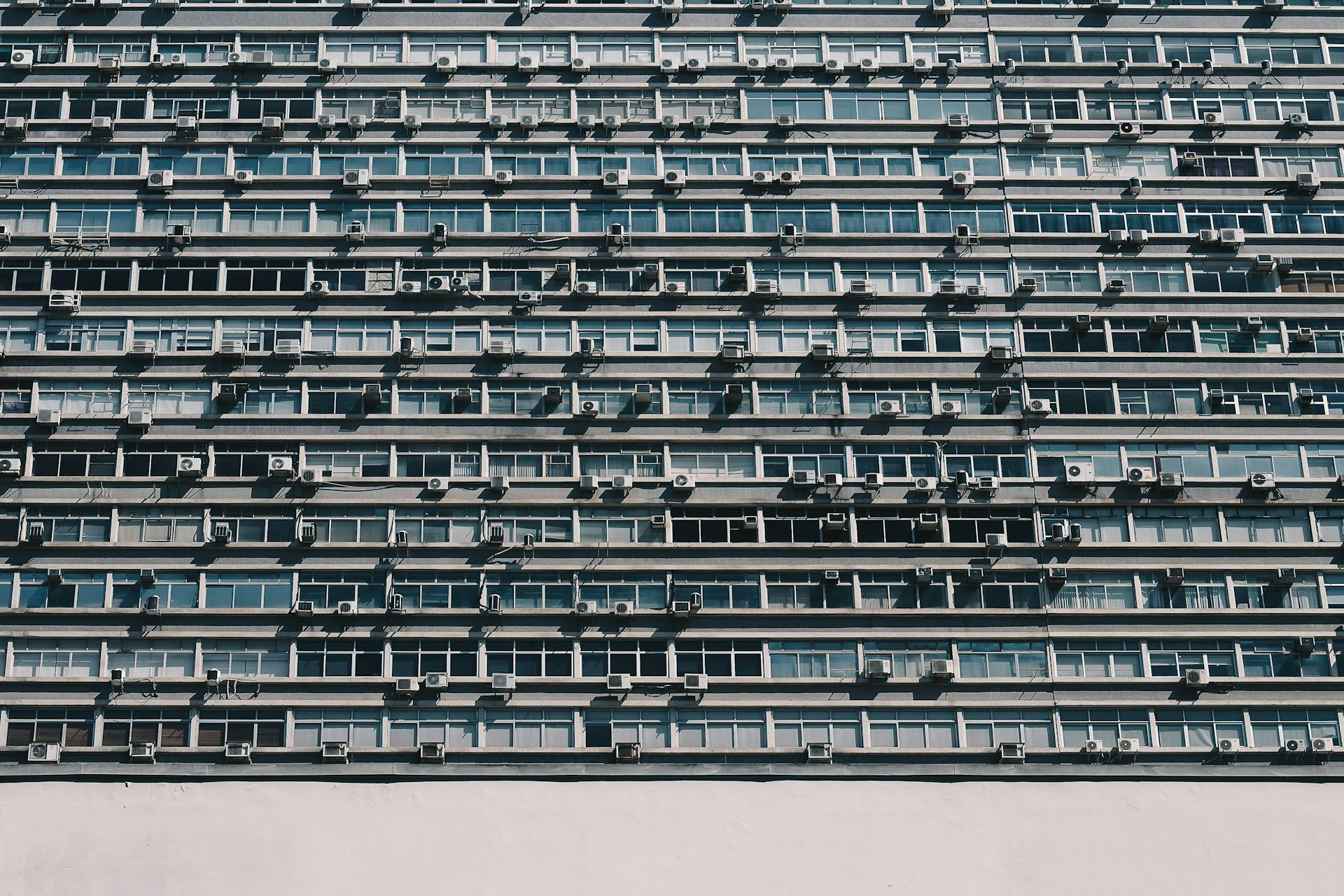An office building covered in air conditioners in Brazil.