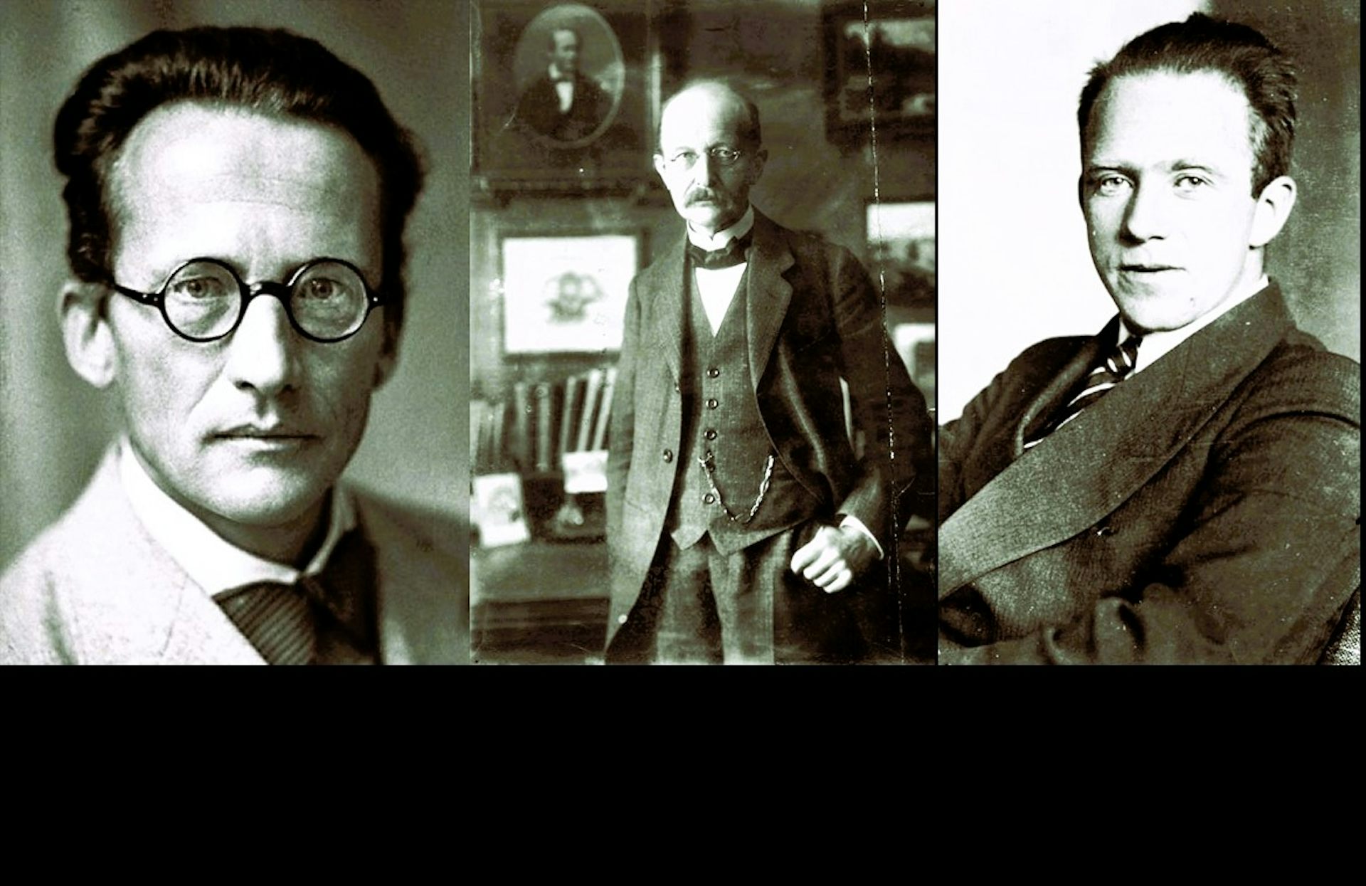 retratos de Max Planck, Werner Heisenberg y 