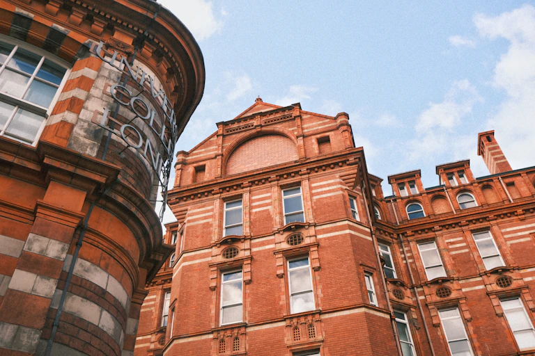 Photo of red brick Victorian buildings
