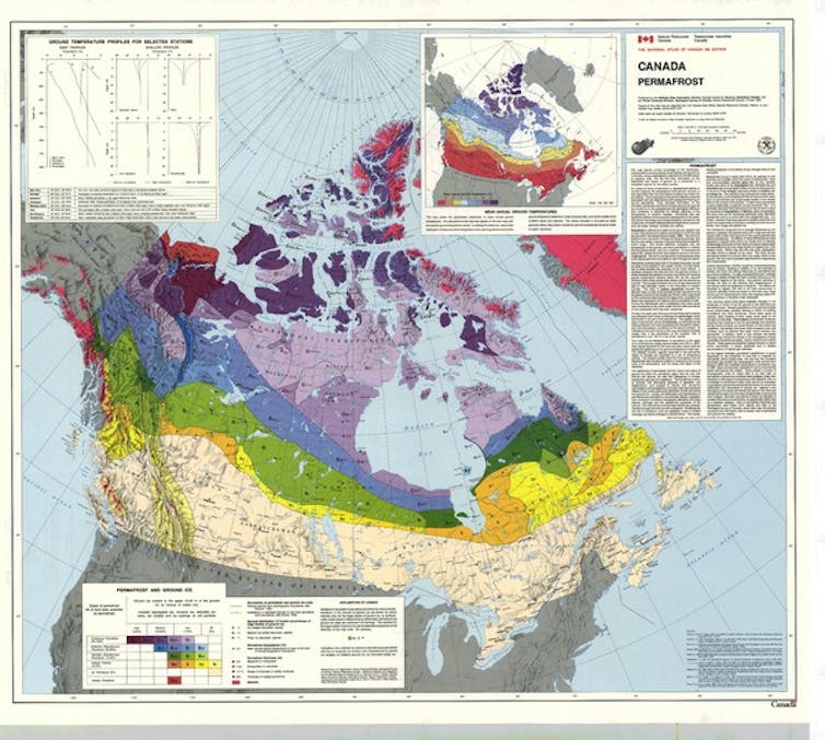 Mapa de Canadá con las zonas del norte sombreadas en diferentes colores