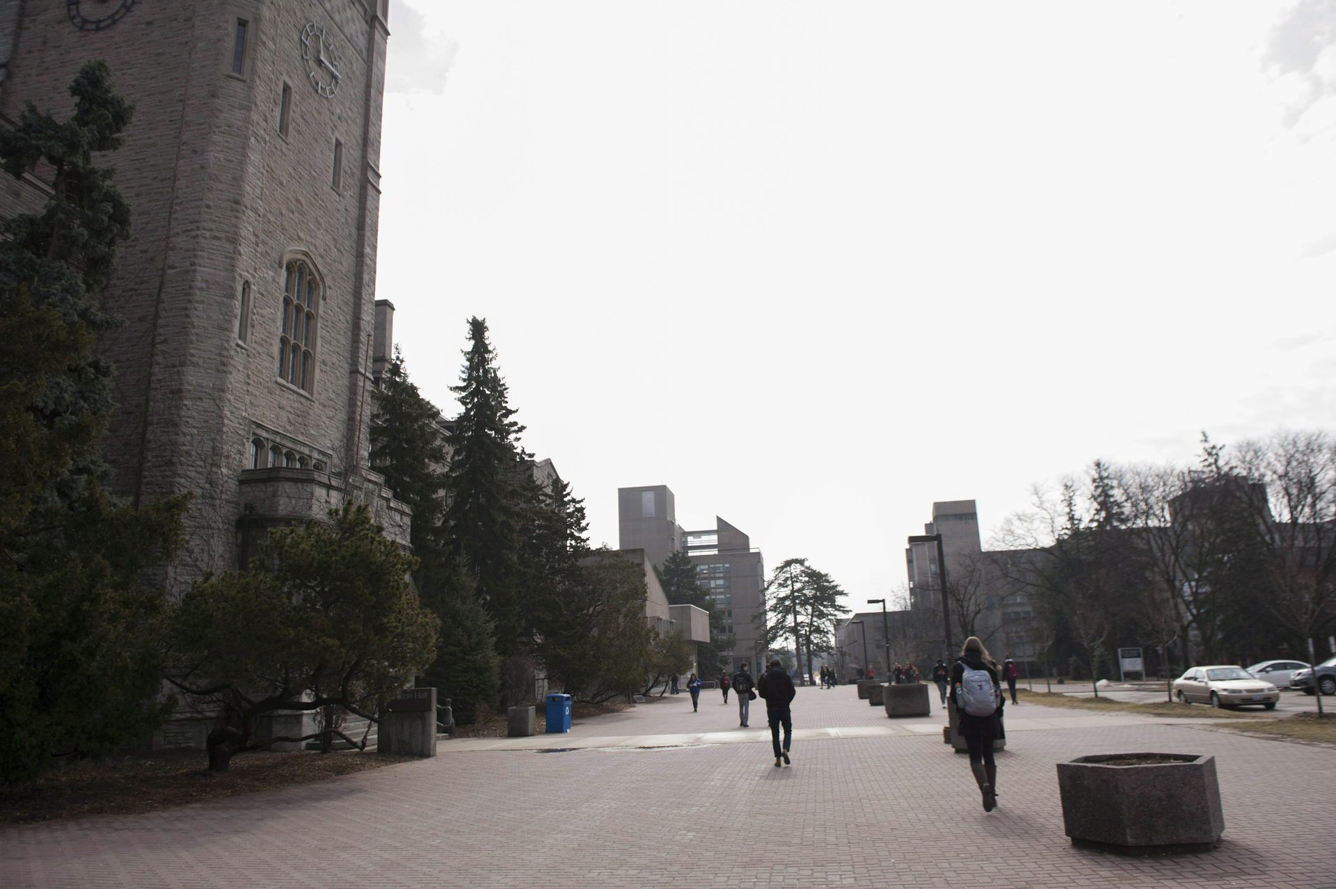 Students walking across a campus
