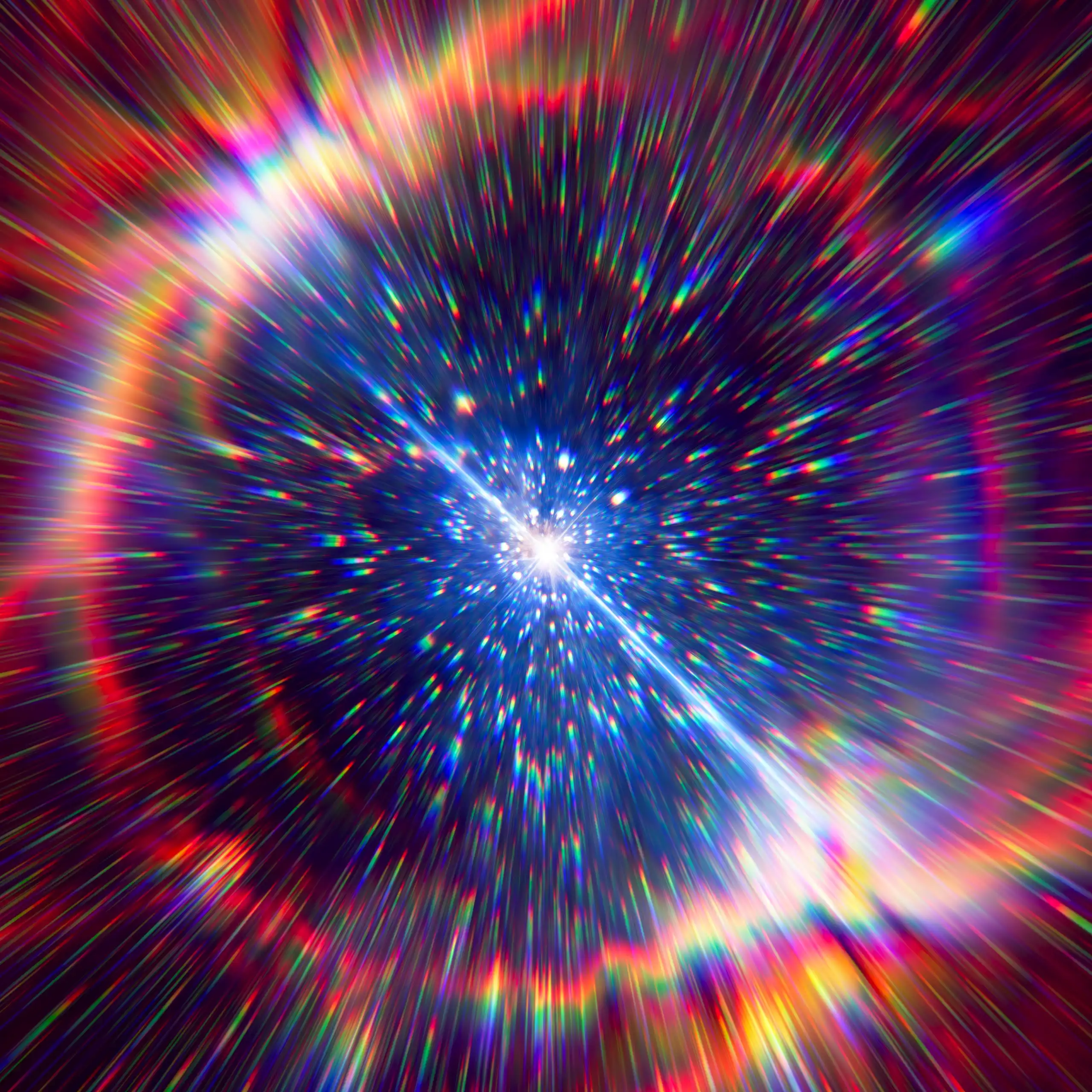 Imagen de luces que representan una explosión cósmica.