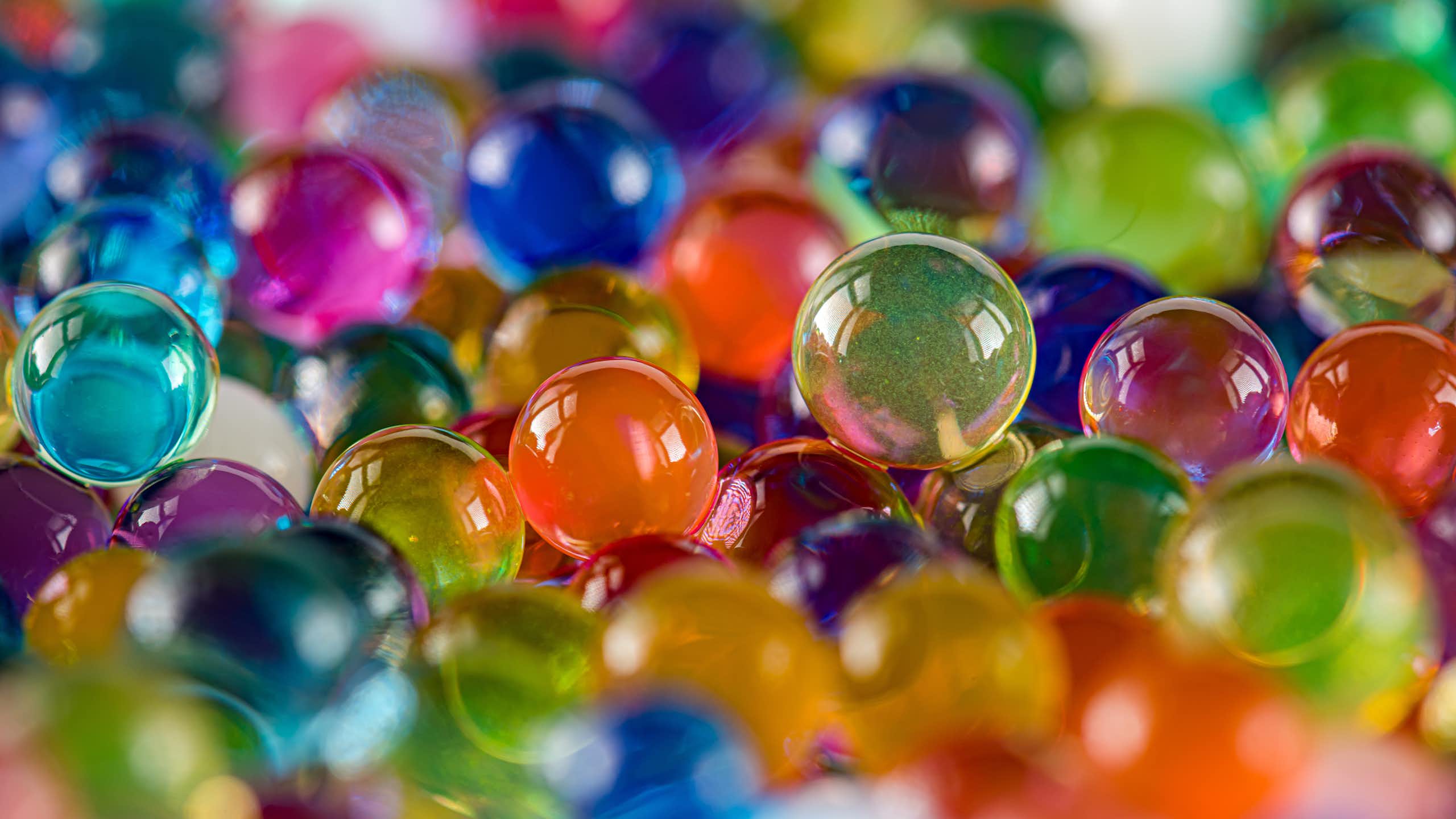 Colourful water beads close-up