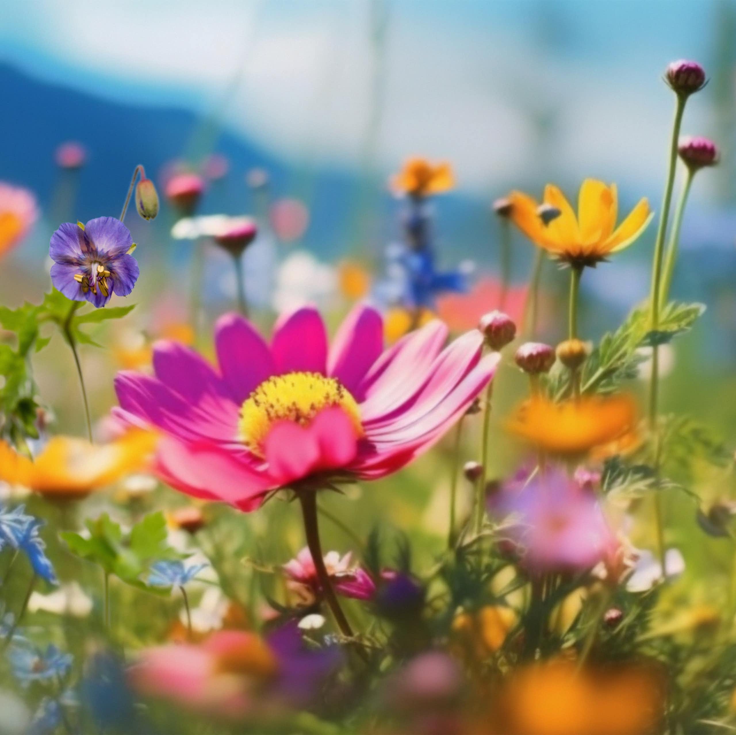 Champ de fleurs colorées