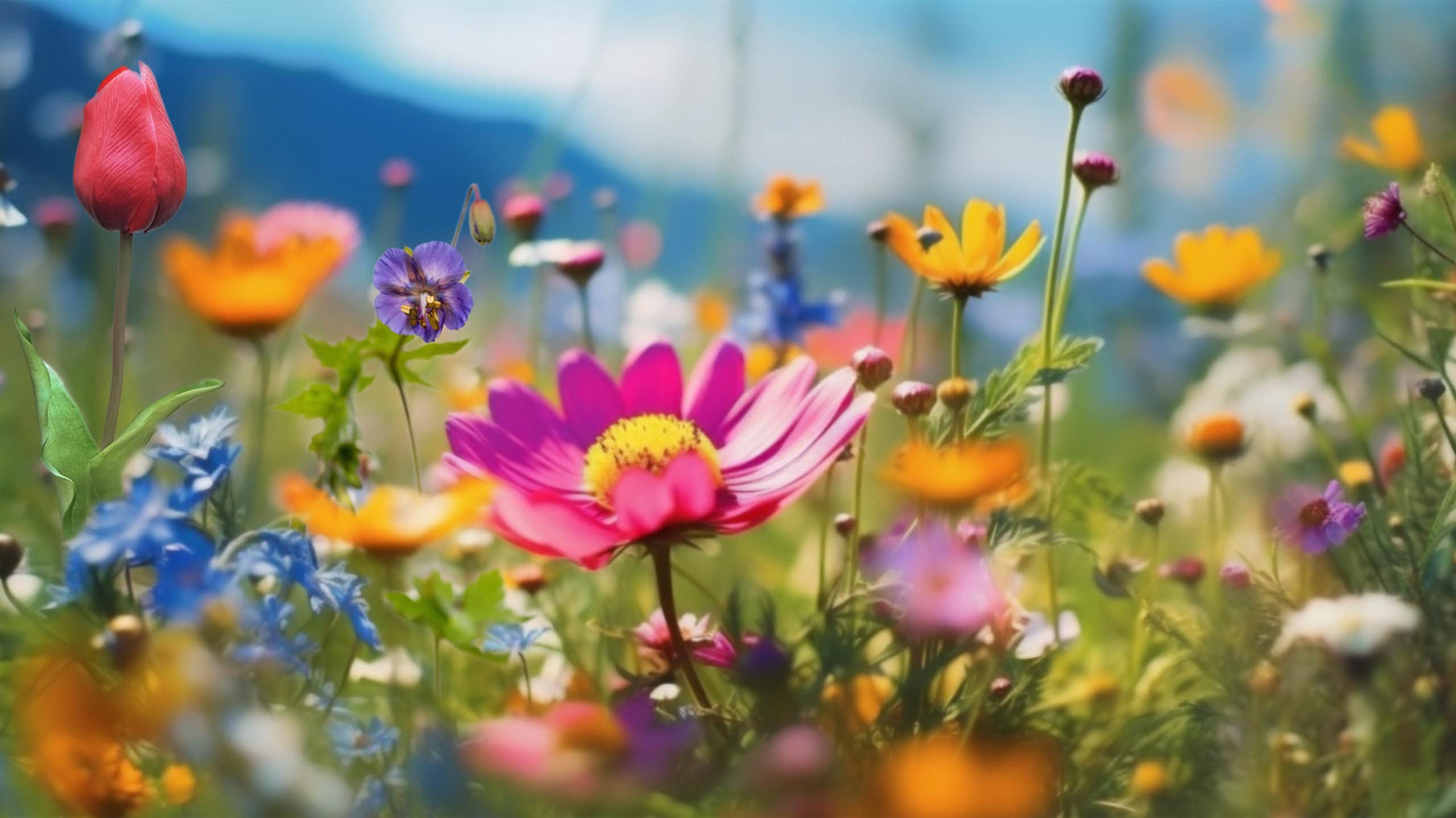 Champ de fleurs colorées