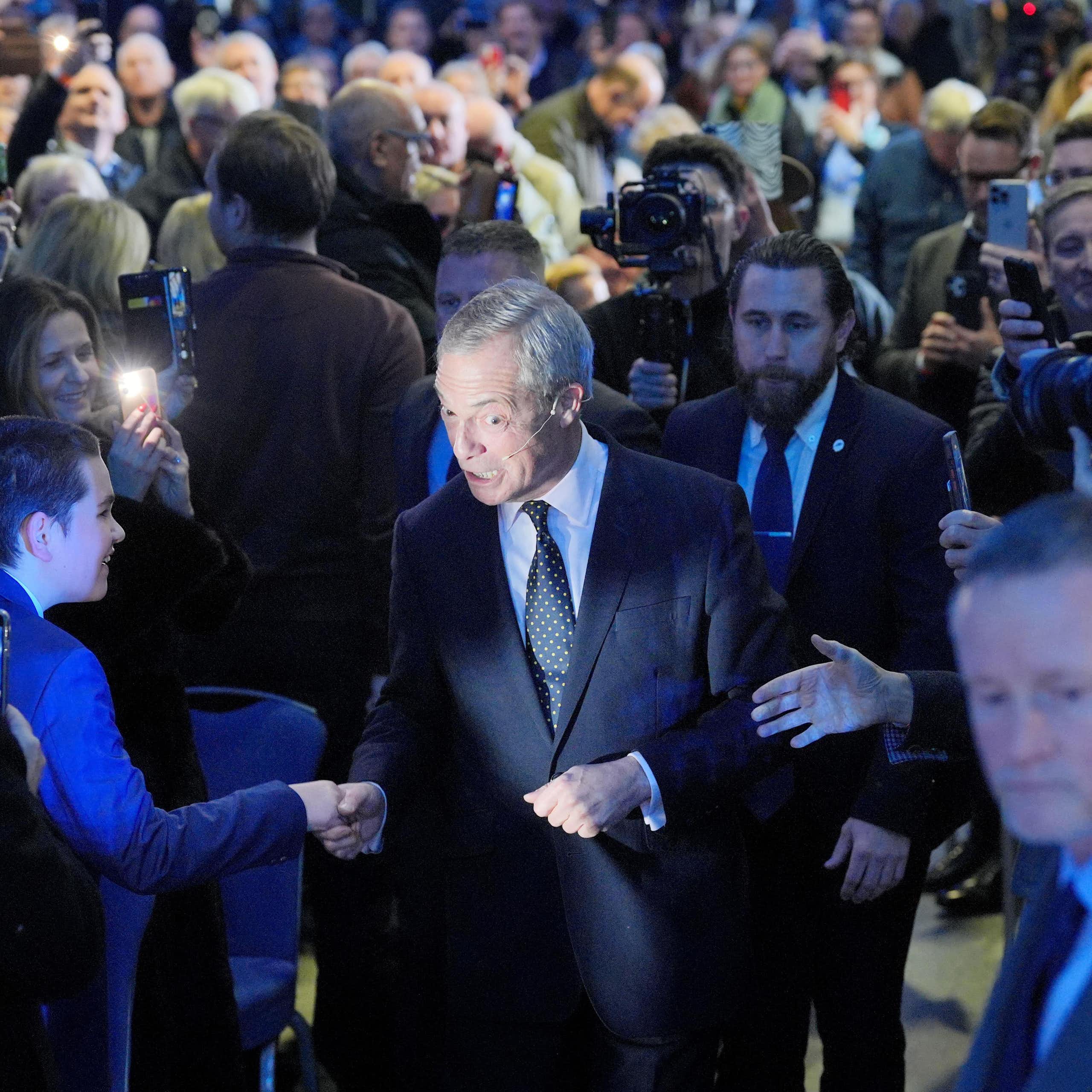 Nigel Farage meeting supporters.