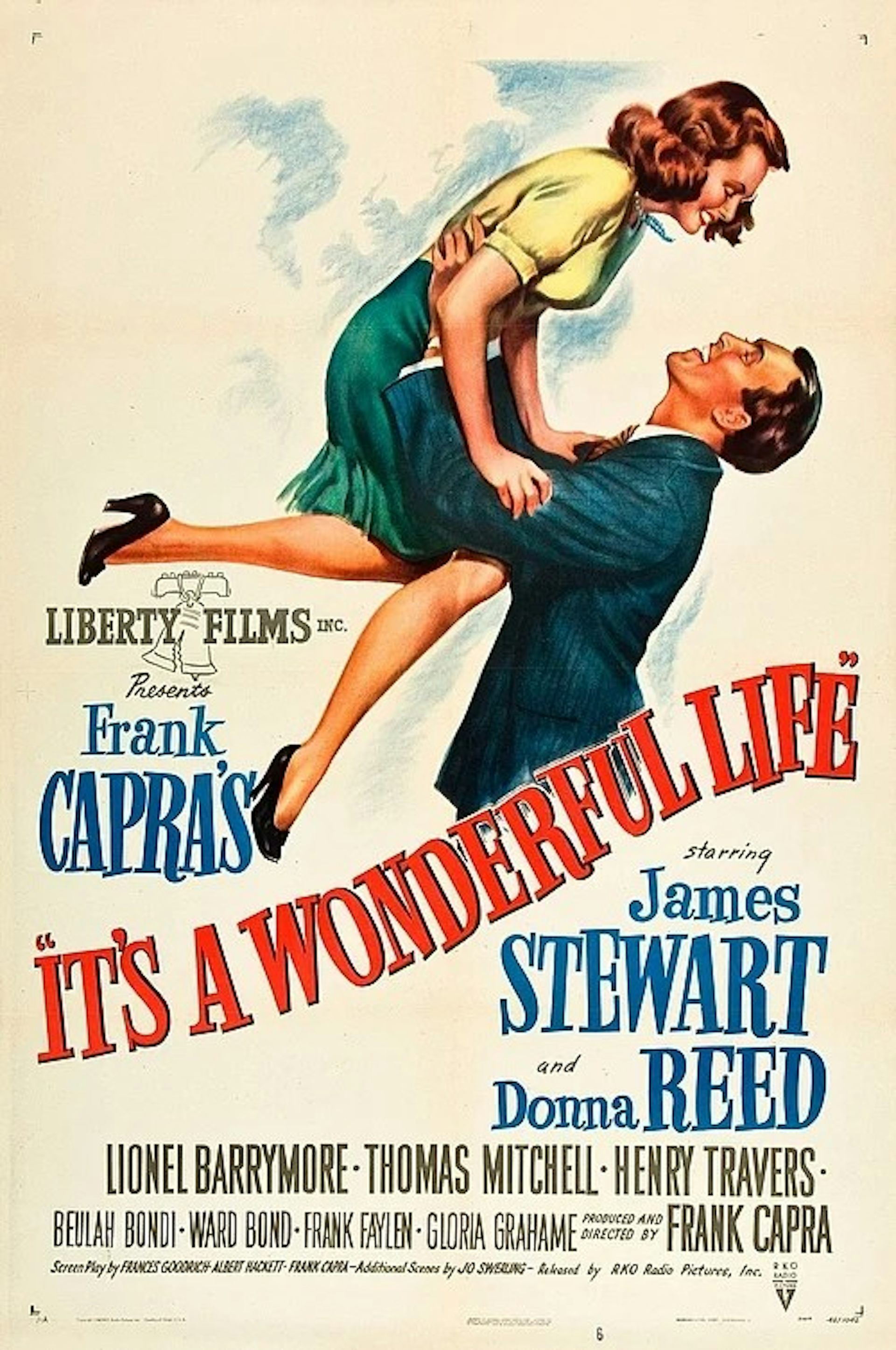 Film poster with illustration of man in a suit lifting a woman in a dress in the air.