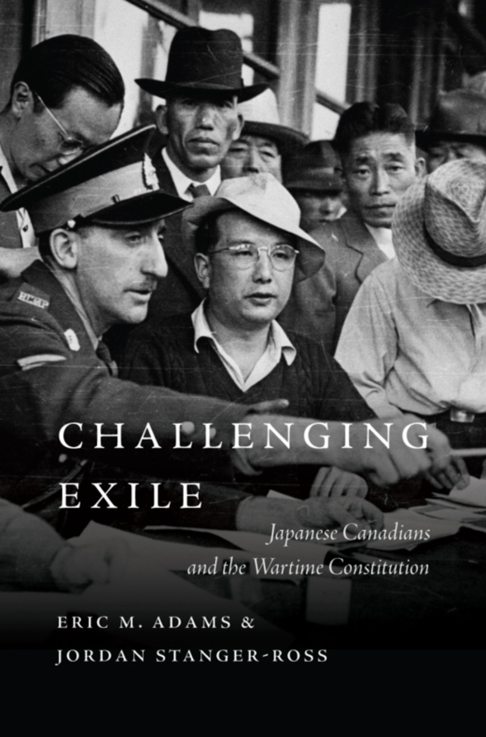 A black-and-white book cover shows Asian men and a police officer.