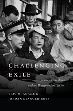 A black-and-white book cover shows Asian men and a police officer.
