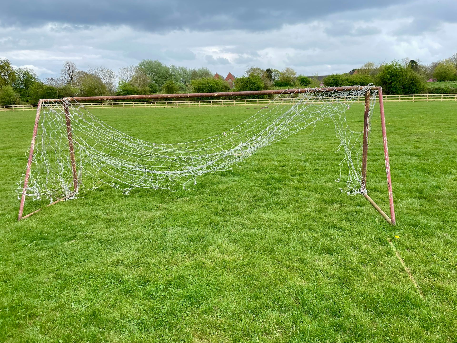 Dilapidated goal in park