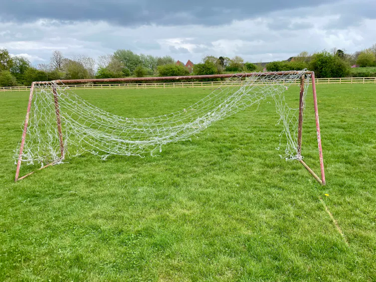Dilapidated goal in park