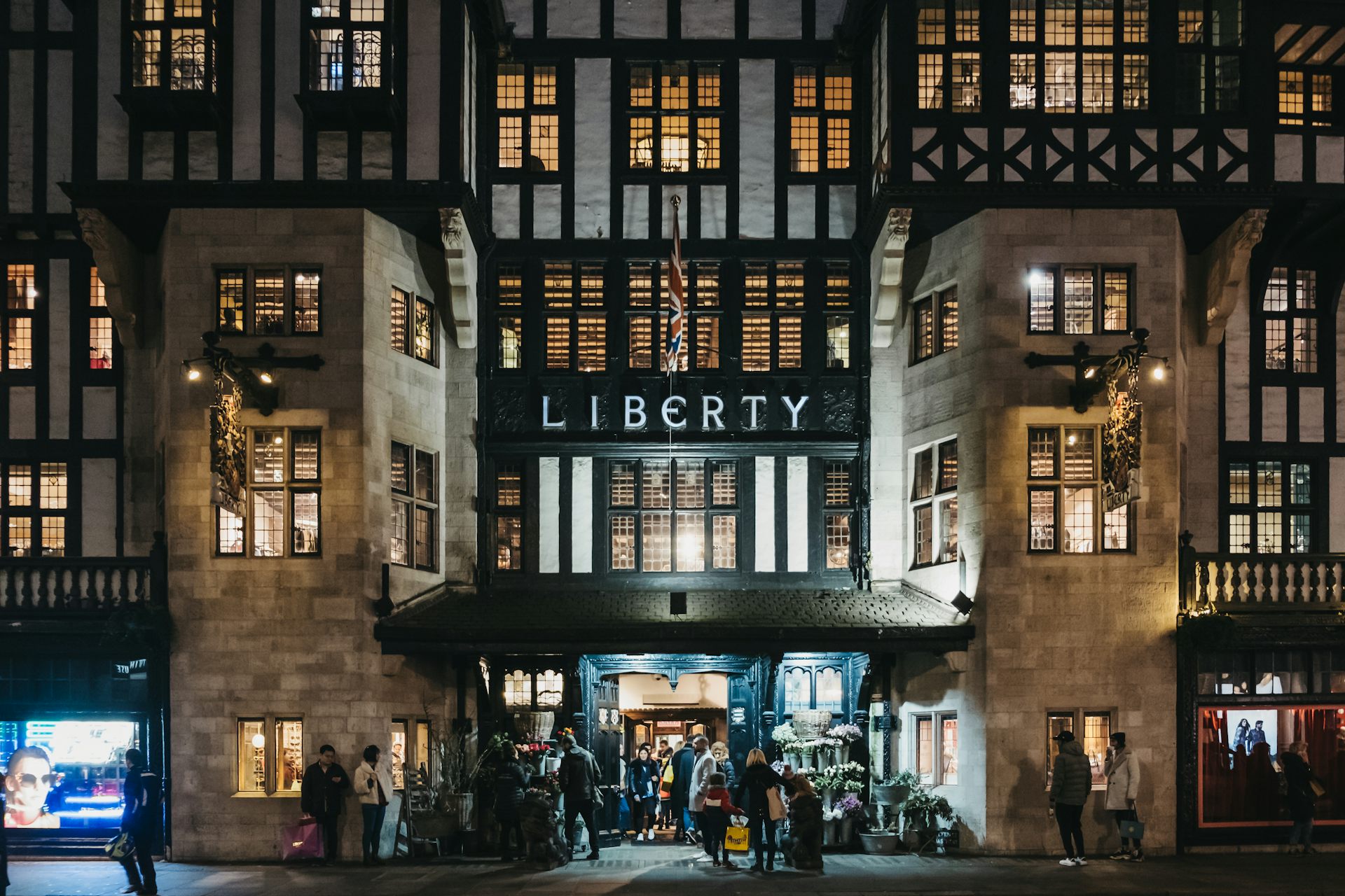 The exterior of a mock Tudor department store in London called Liberty.